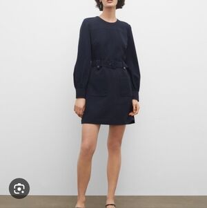 Club Monaco Beltwd Front Pocket Navy Long-Sleeve Belted  Dress Size 4